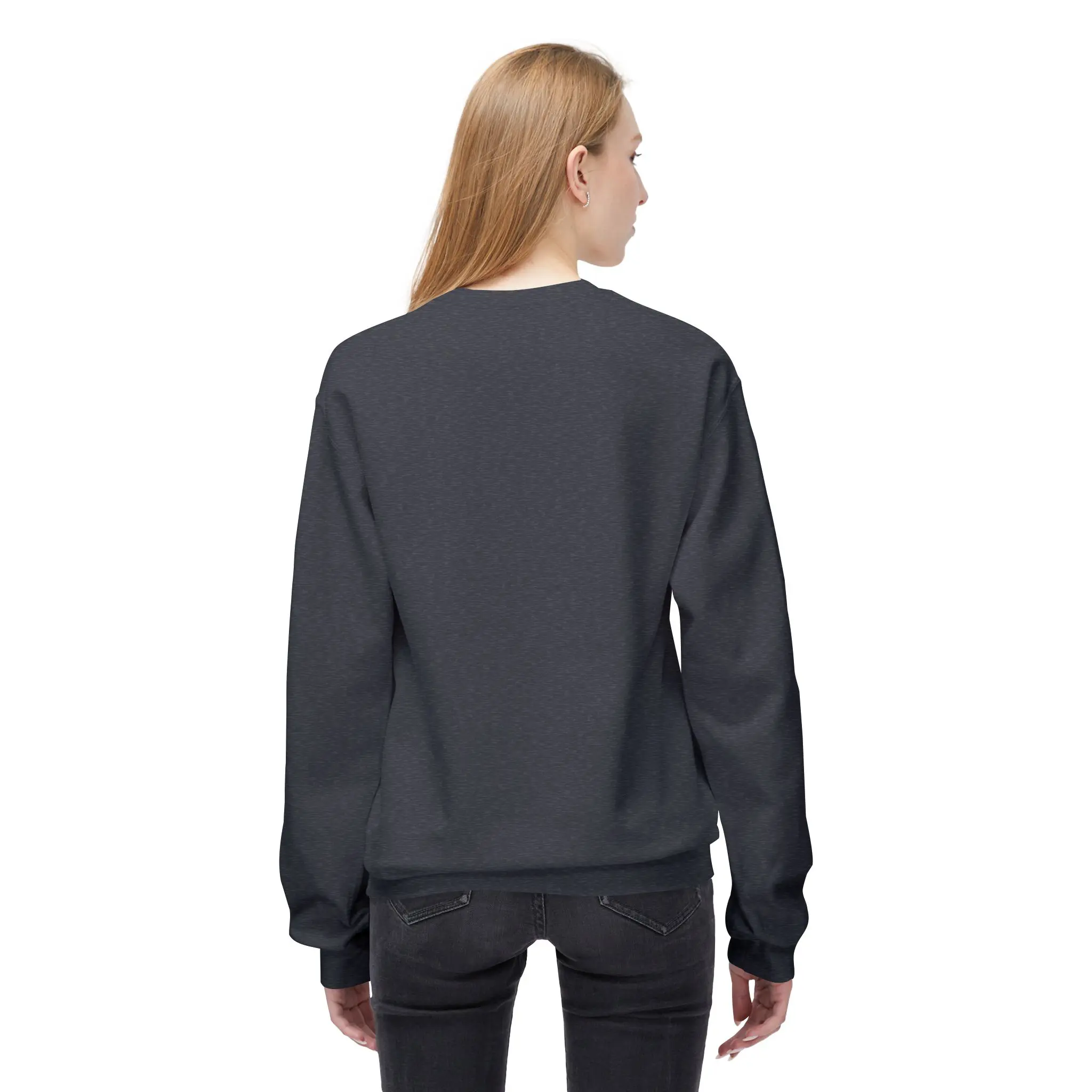 Back view of woman in dark sweatshirt
