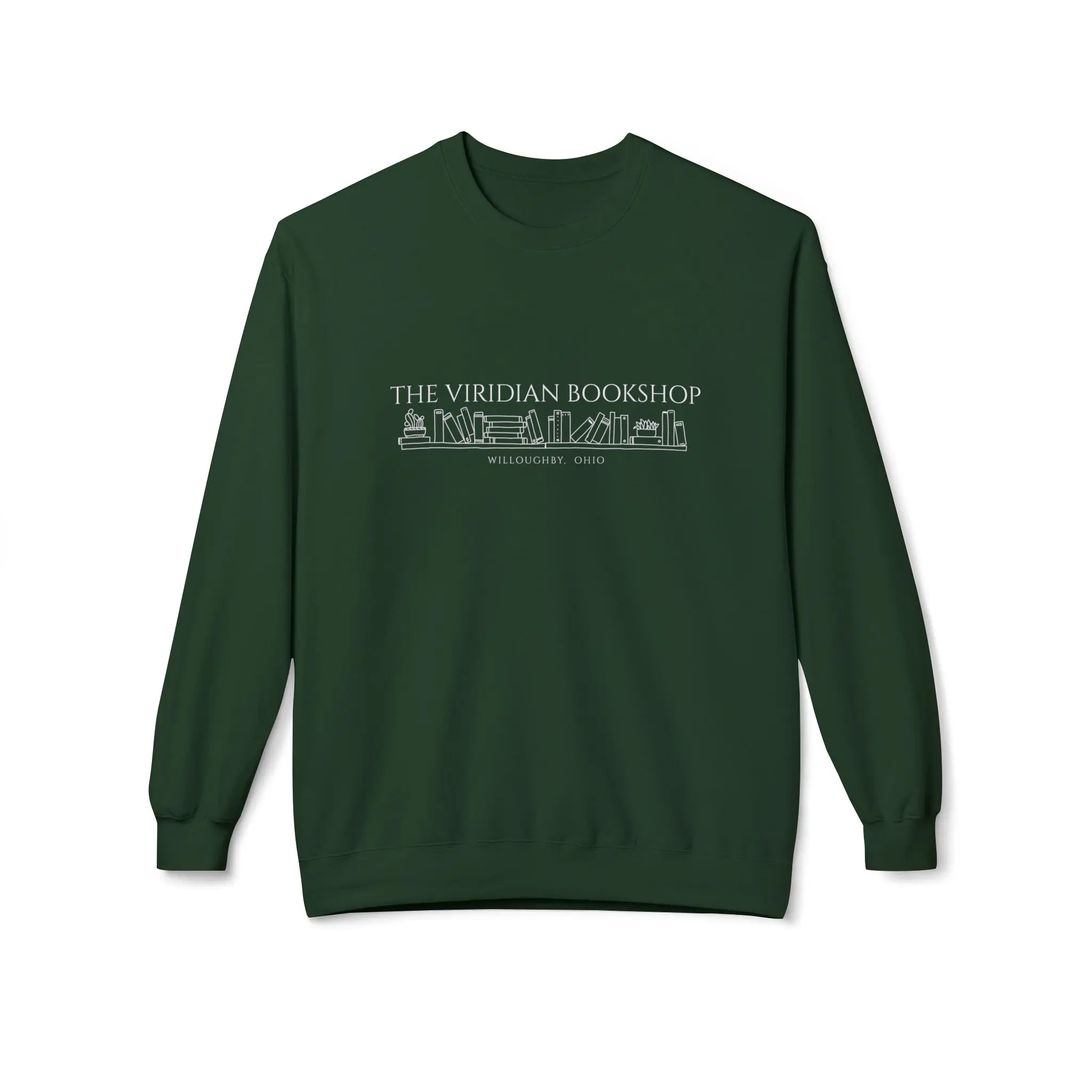Dark green Viridian Bookshop logo sweatshirt