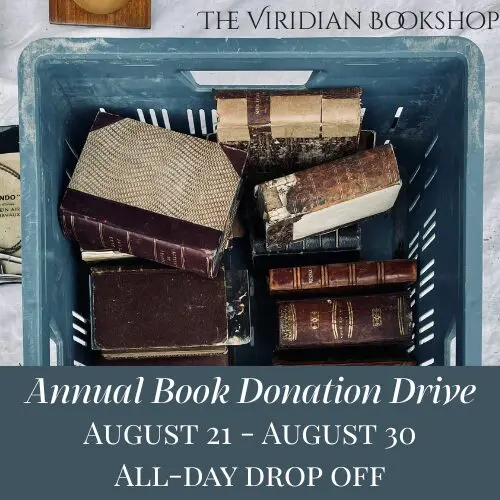 Book Donation Drive at the Viridian Bookshop Aug 21-30